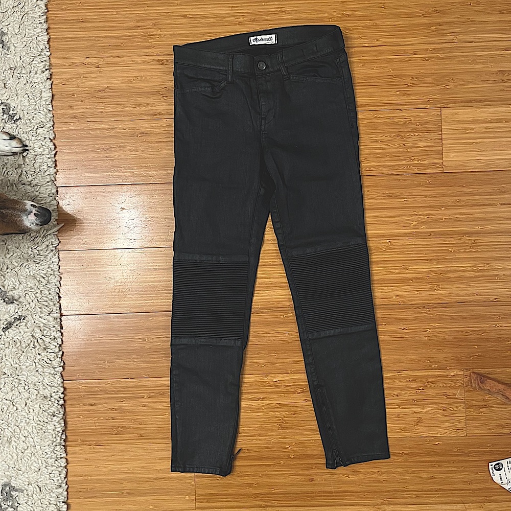 Coated Madewell Motorcycle Jeans Black